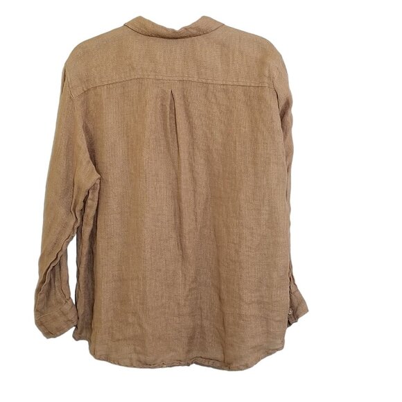 Vtg Windridge Cheryl Nash Womens Top Shirt Size XL Mesh Linen Brown Long Sleeve - Picture 5 of 12